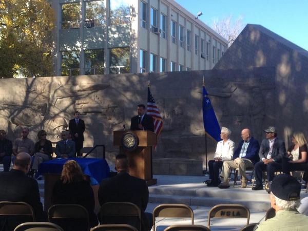 Gov. Sandoval addresses Nevada Gold Star Families at the unveiling of the Nevada Book of Fallen Heroes.
