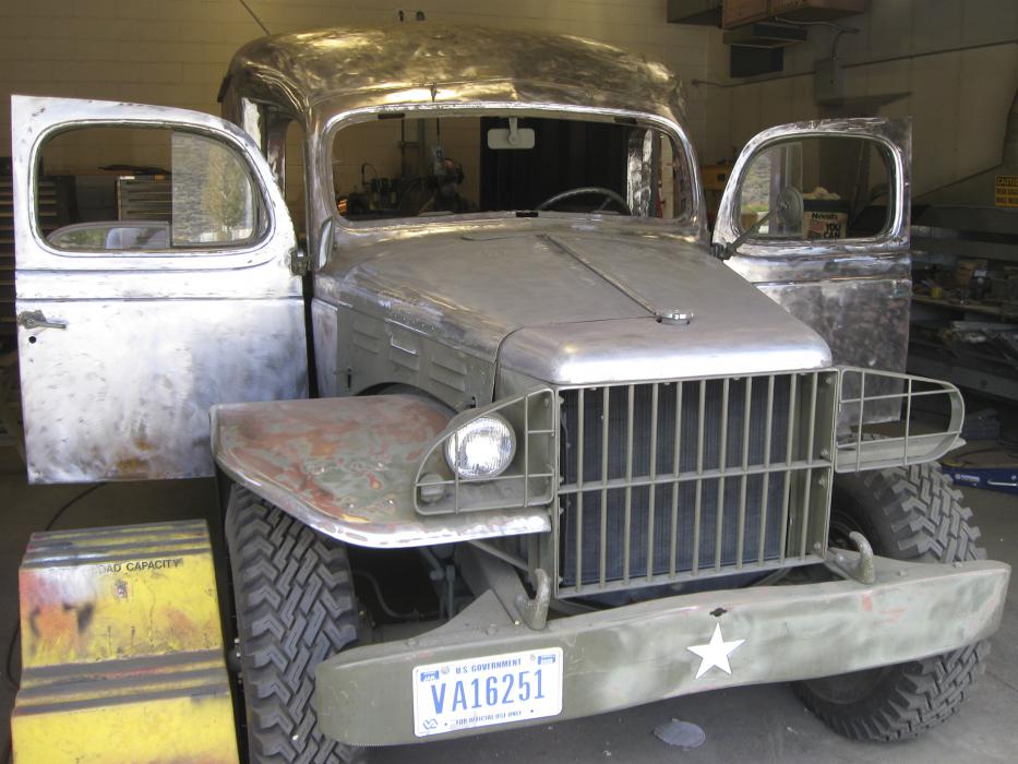 The ambulance during refurbishment.