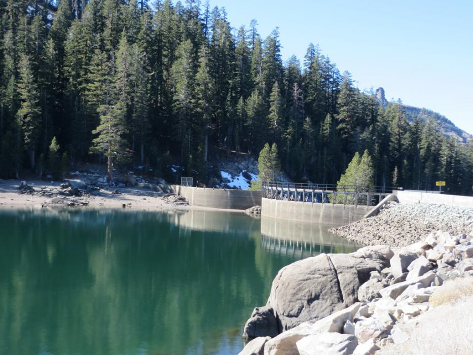 One of the two Caples Lake dams. Photo by Elaine Quilici
