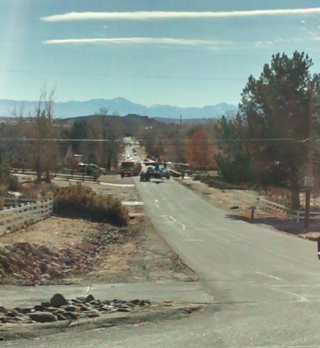 Care Flight landed near the accident scene. Photo courtesy of Carson Now reader Samantha Aguilar