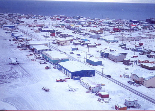 An aerial view of Barrow in the wintertime. Photo courtesy of alaskafishingcharteronline.com