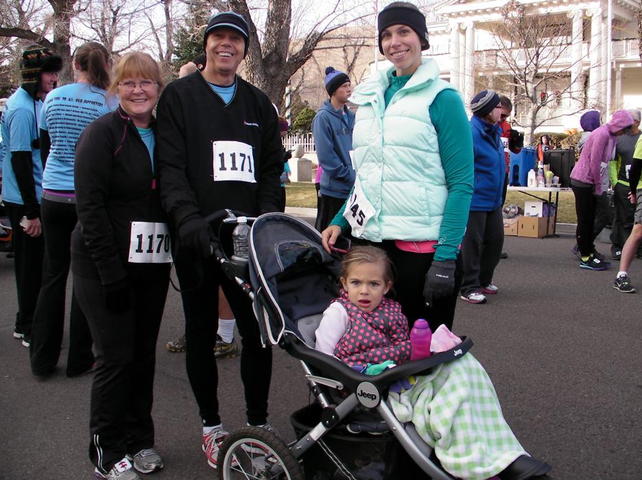 The Lee family, L to RL Gina, Norm, Rebecca and Raina before the 5K event.