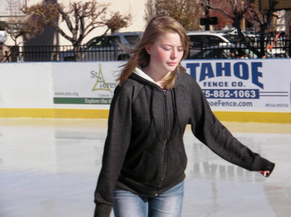 Alyssa Forsythe, 12, of Carson City enjoys the ice.