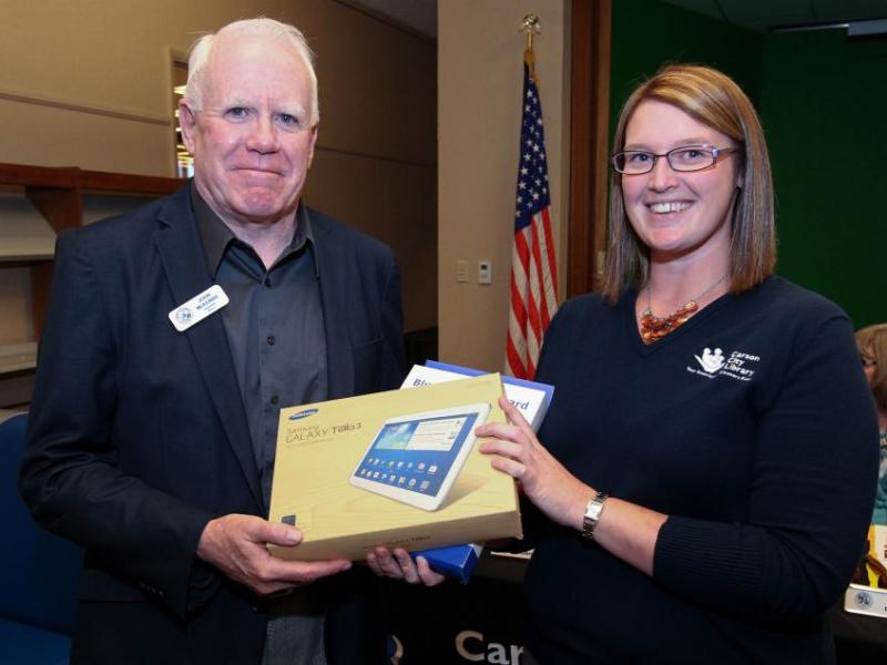 Supervisor John McKenna and Library Director Sena Loyd