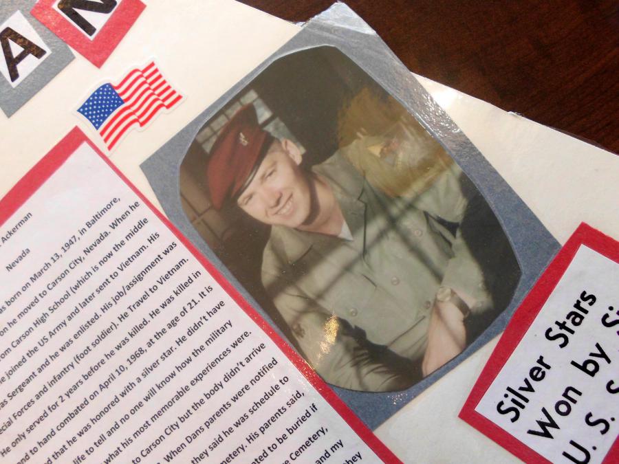 Danny in his beret-from Kylie's Middle School Veteran's Poster.