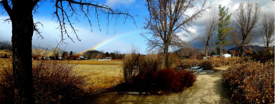 The Bright Carson Sky with a Brilliant Rainbow