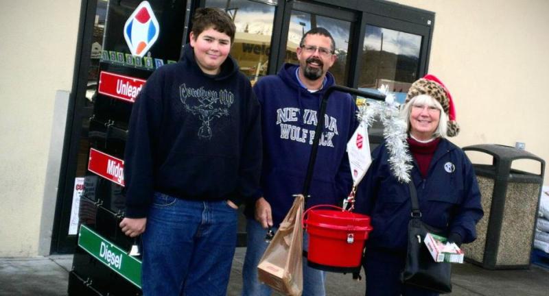 Kiwanis of Carson City (left to right) Jarod Lyon, Stevan Lyon and Jan Weissberger in front of Smith’s.