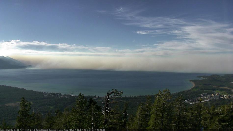 A view from South Lake Tahoe at smoke from the King Fire in September 2014. Photo courtesy of UNR.
