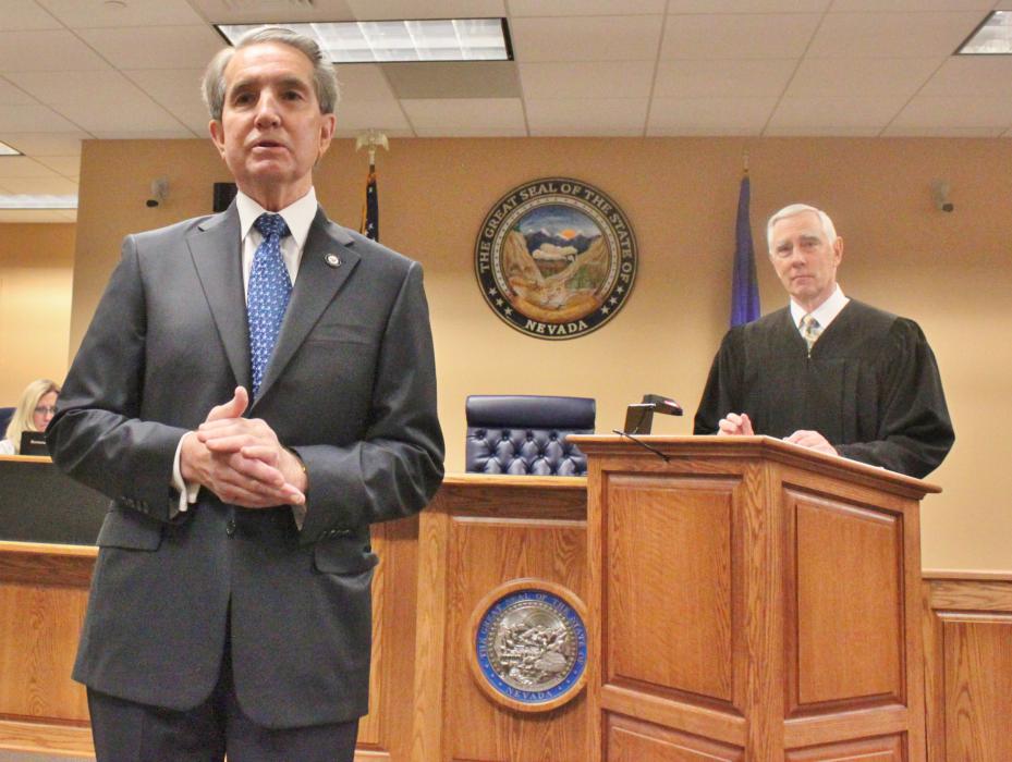 Carson City Mayor Robert Crowell presided with the oath of office administered by District Court Judge James T. Russell.