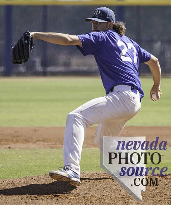 Western Nevada College pitcher Max Karnos won five games as a freshman. Photo by Cathleen Allison