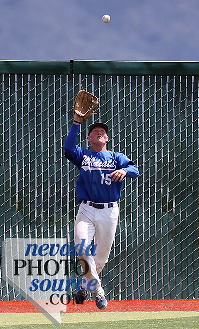 Western Nevada College outfielder Jake Bennett gets in position to catch a fly ball last season. Photo by Cathleen Allison