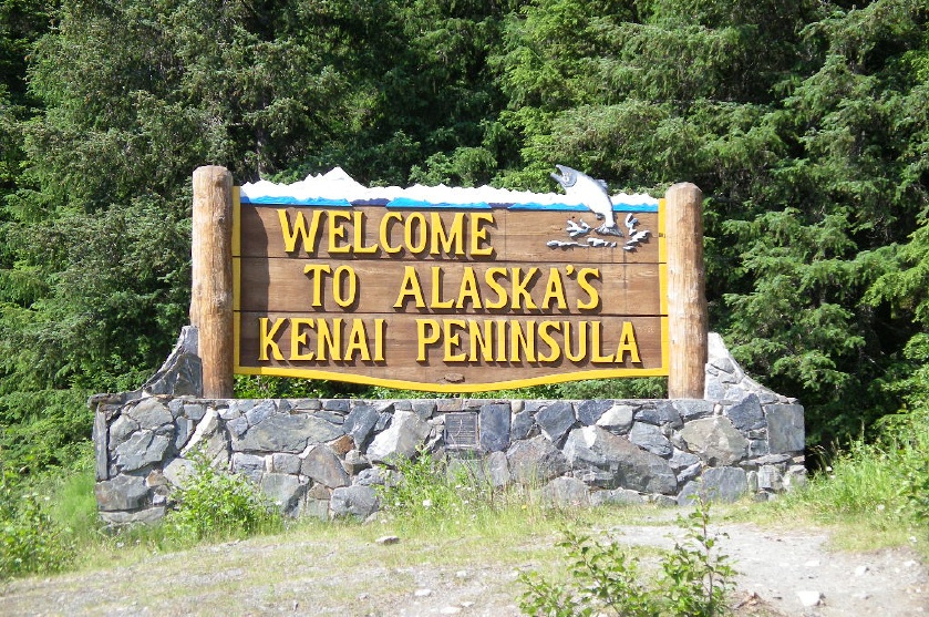 Welcome to the Kenai Peninsula sign. Photo by Elaine Quilici