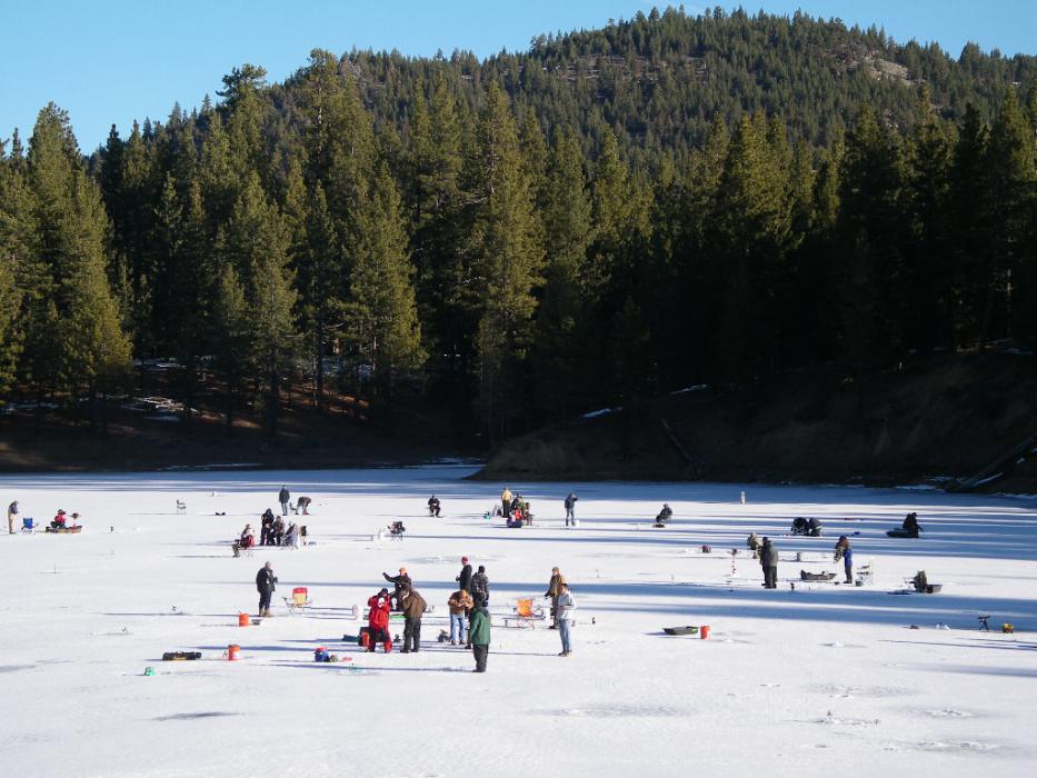 File photo of a previous Davis Lake ice fishing derby. Photo by Elaine Quilici