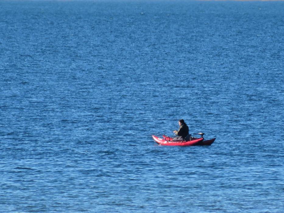 Float tuber where there should be solid ice this time of year. Photo by Elaine Quilici