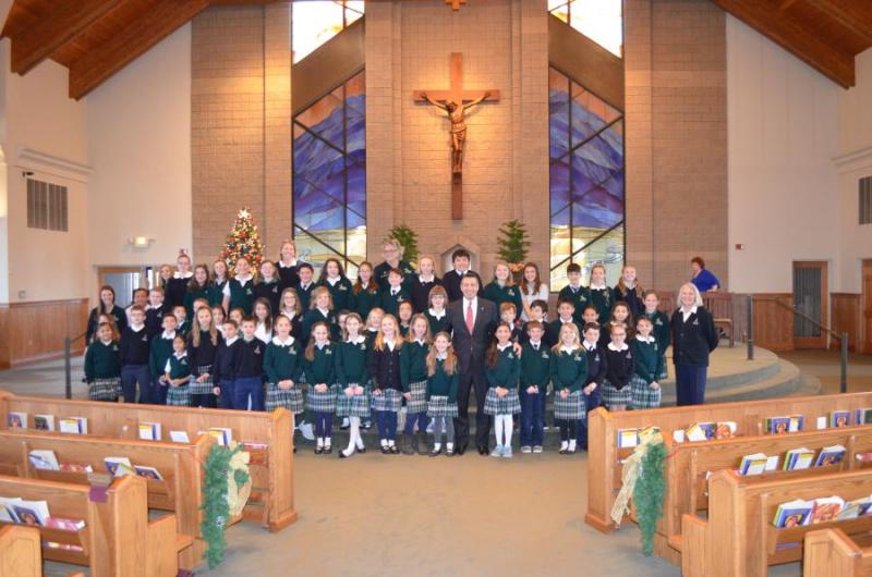 Governor Sandoval and St. Teresa Students at Inaugural Mass