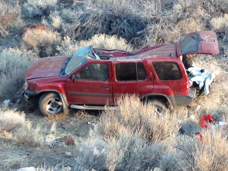 A recent rollover in the hills above Carson City. Photos by CCSO