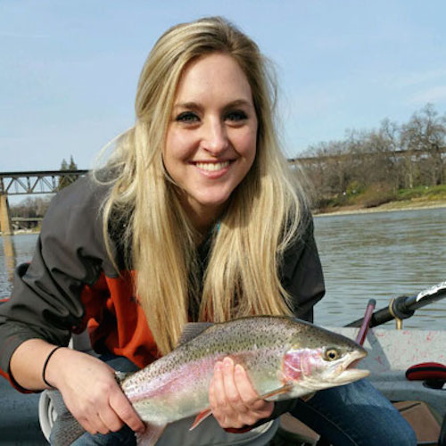 A Sacramento River trout caught on a fly. Photo courtesy of Kirk Portocarrero, Outdoor Adventures