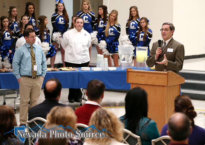 Superintendent Richard Stokes speaks at the ceremony Wednesday. Photo: Cathleen Allison, Nevada Photo Source