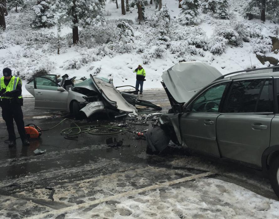 Six people were hospitalized in Saturday's crash near Zephyr Cove. Photo by NHP