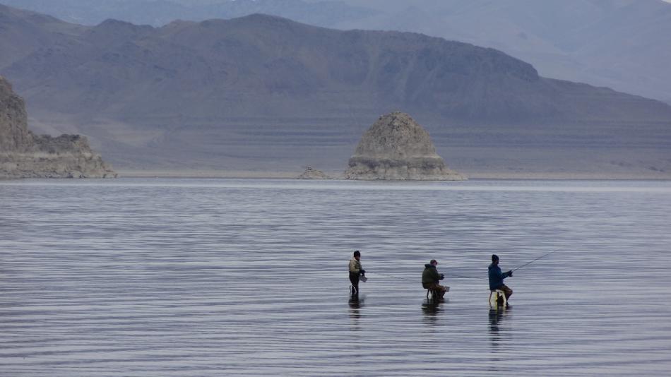 One way to fly fish for Cutthroat Trout at Pyramid Lake.  Photo by Elaine Quilici