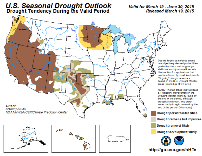 Latest Seasonal Assessment is shown in the map above. The drought is expected to continue and intensify.