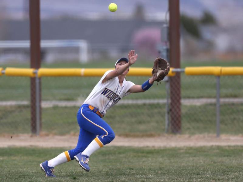 Wildcats' Melanie Mecham makes a catch during a game Friday at Edmonds Sports Complex in Carson City. Photo: Nevada Photo Source
