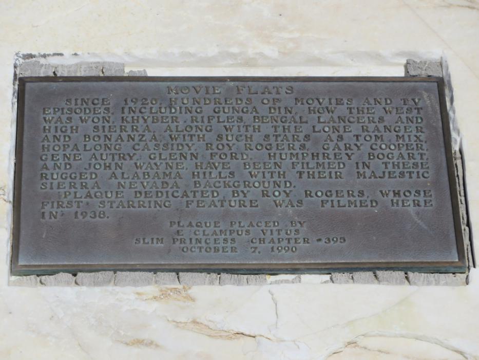 Commemorative plaque at Movie Flat. Photo by Elaine Quilici