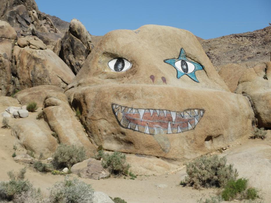 Someone had fun painting this large rock. Photo by Elaine Quilici