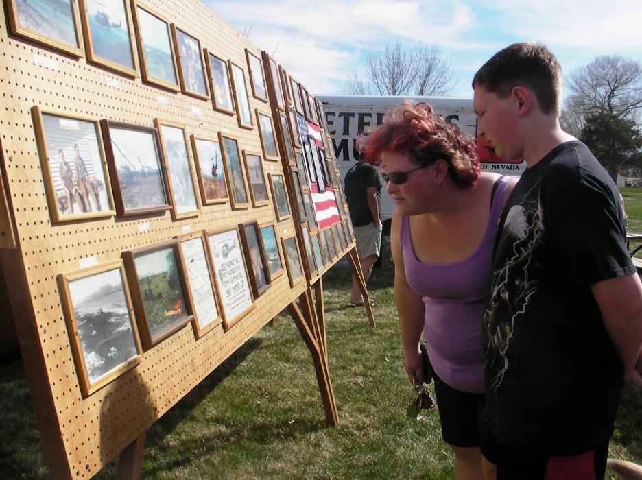 Vicki St. Clair and son Daniel of Minden at the celebration Saturday at Mills Park.