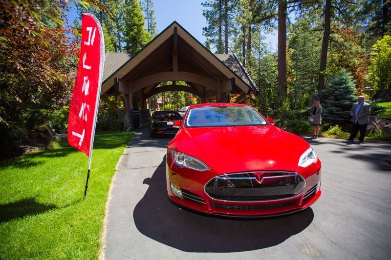 Tesla Model S at Sierra Star listing. Photo courtesy of Chase International.
