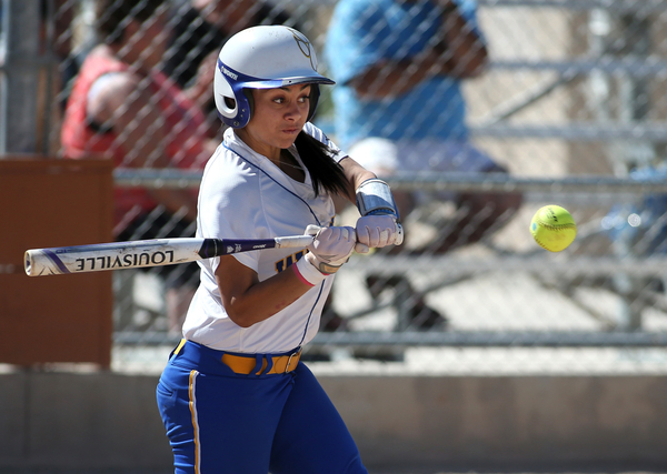 WNC's Gabrielle Canibeyaz hits against Colorado Northwestern Friday in Carson City. Cathleen Allison, Nevada Photo Source