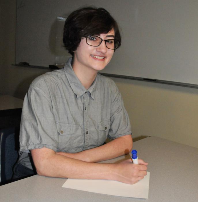 Jump Start student Natalie Delbecq of Dayton High School enjoys meeting students from other schools.