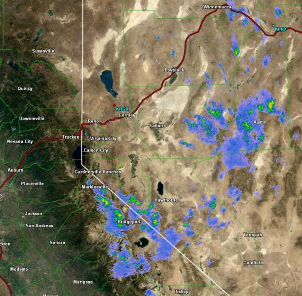 National Weather Service radar as of 1:15 p.m. Monday.