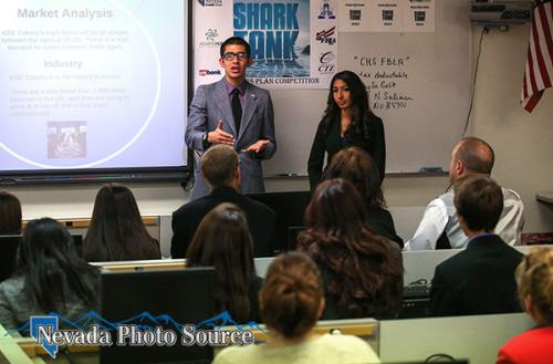 Daniel Jauregui, 17, and Eveline Delgado, 16, practice their presentations. Photo by Cathleen Allison, Nevada Photo Source