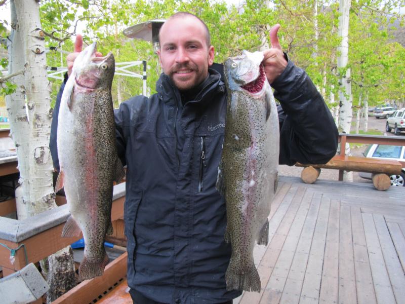 Two nice rainbows from Convict Lake, Calif. Photo courtesy of Convict Lake Resort