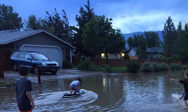Streets flooded throughout Dayton after Tuesday's night's flash flood. Photo by Danielle Seitz