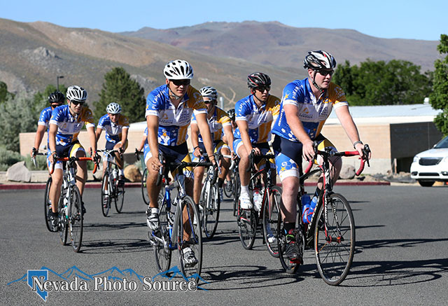 Cyclist arrive at the Journey of Hope event at Western Nevada College in Carson City, Nev. Cathleen Allison, Nevada Photo Source