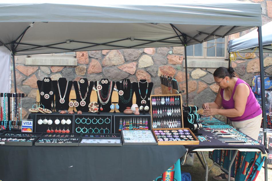 Handmade jewelry is for sale to Powwow guests