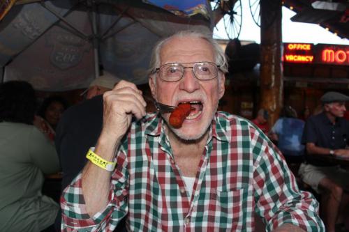 At Red's Old 395 Grill, guests were served sausage, a brisket sandwich and baked beans.