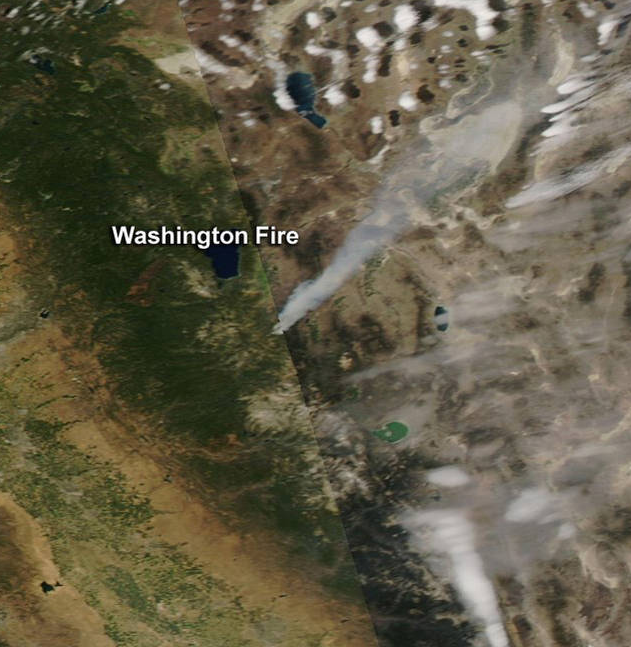 The Washington Fire as seen from space, courtesy of NASA's Aqua satellite.