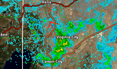 A National Weather Service radar image as of 4:20 p.m.
