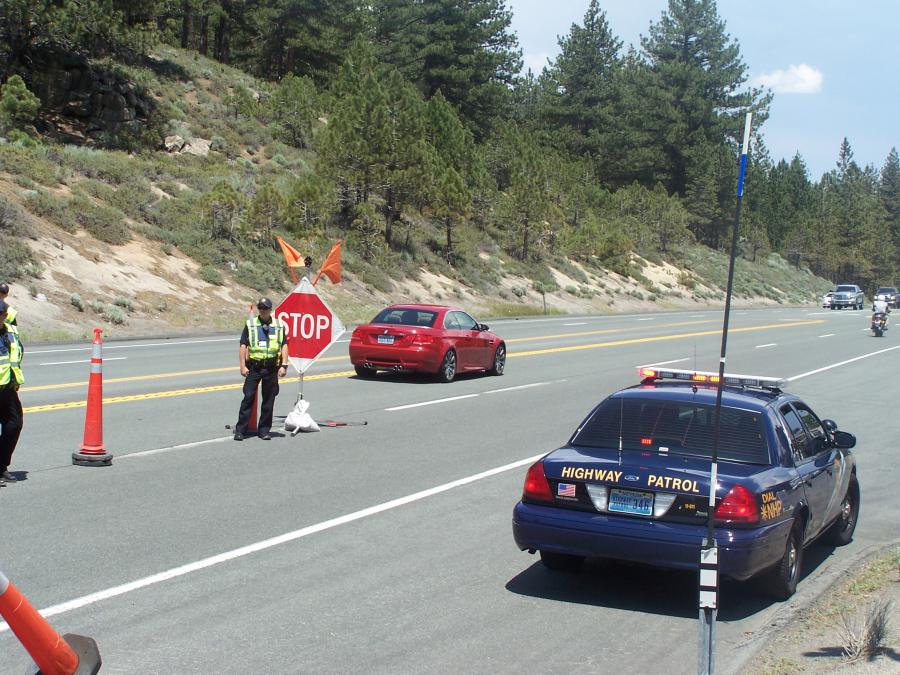 Last year's DUI checkpoint at Lake Tahoe. Photo provided by the Nevada Highway Patrol.