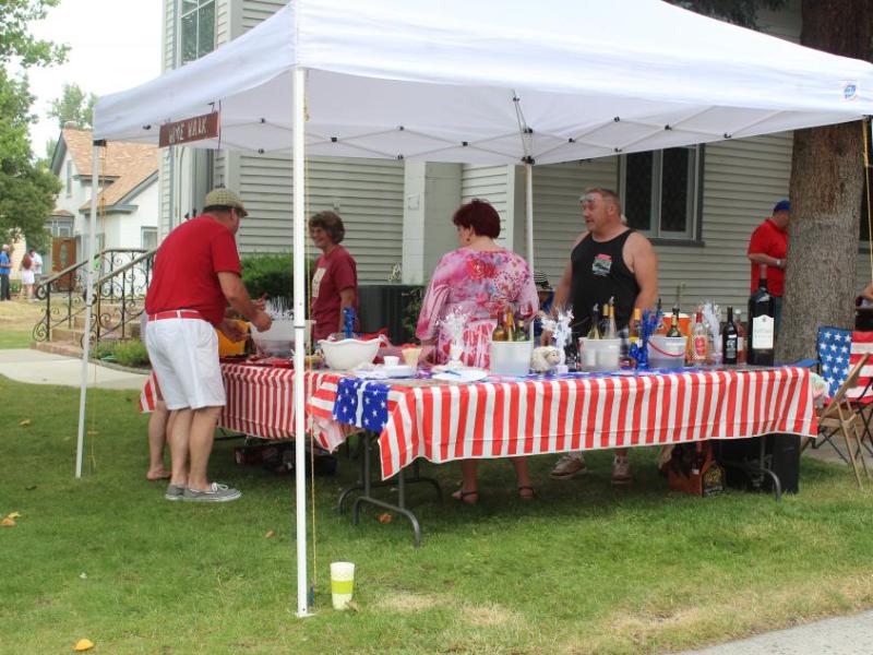St. Peter's Episcopal displays festive table cloths to welcome wine walkers and those celebrating Independence Day.