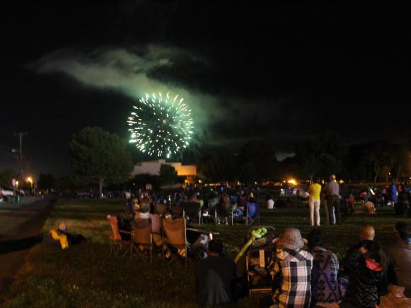 Bright colors danced across the sky at Mills Park this evening.