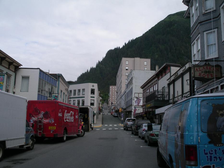 One of the steep city streets in downtown Juneau. Photo by Elaine Quilici