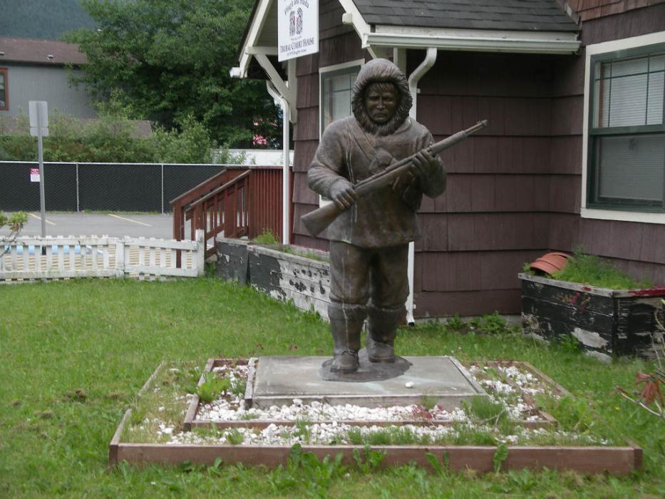 Statue of an Eskimo hunter in the downtown area.  Photo by Elaine Quilici