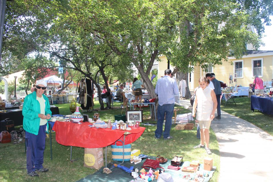 Antique home goods were popular at the yard sale
