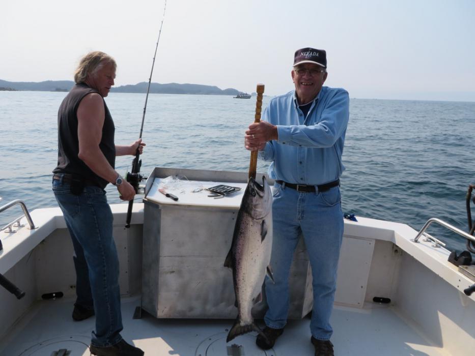 Don with the second largest King Salmon of Day One.  Photo by Elaine Quilici
