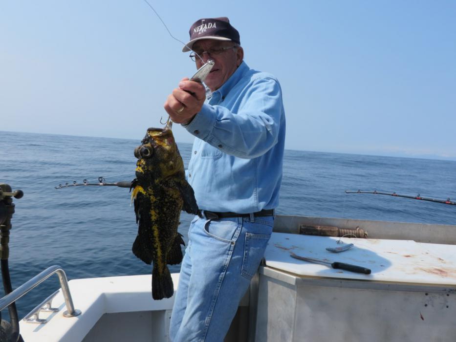 Don holding a strange looking bottom fish. Photo by Elaine Quilici
