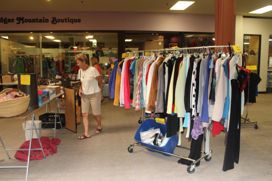 Clothes and antiques on sale at the Carson Mall